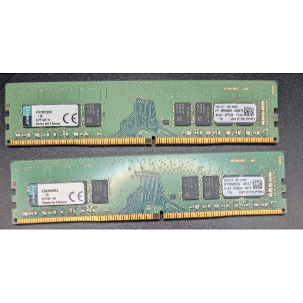 2× Kingston 8GB DDR4 PC4‑2133 16GB Kit • Desktop Memory RAM • Pulled Working